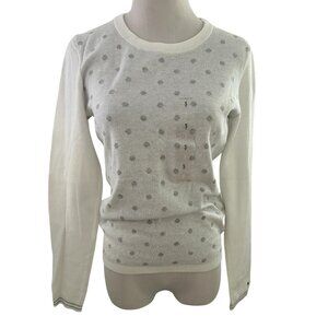 Tommy Hilfiger Women’s Size S White Grey Heather Polka Dot Pullover Sweater NWT
